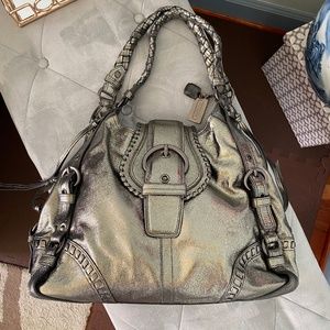 Coach Annie XL Madison Metallic Gunmetal Bag